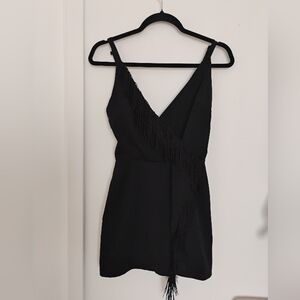 Black Sleeveless V-Neck Mini Slip Jumpsuit